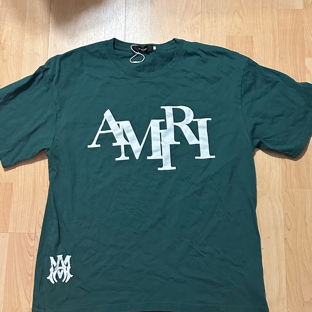 AMIRI Green T-Shirt with White Logo